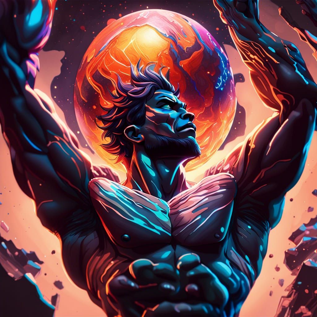 Atlas Holds Earth: Anime-Inspired 3D Art