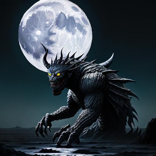 Moon and Monsters AI Image