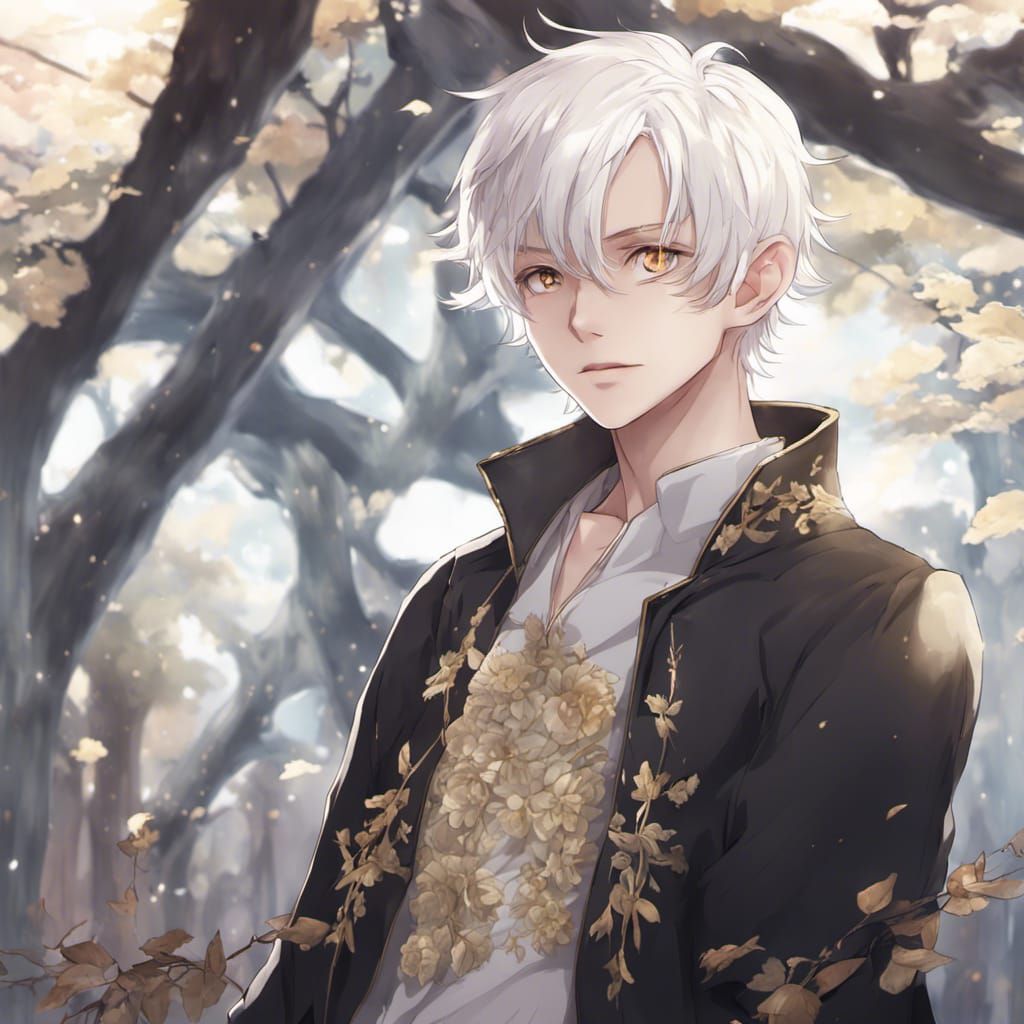 Ethereal Anime Boy with Golden Eyes