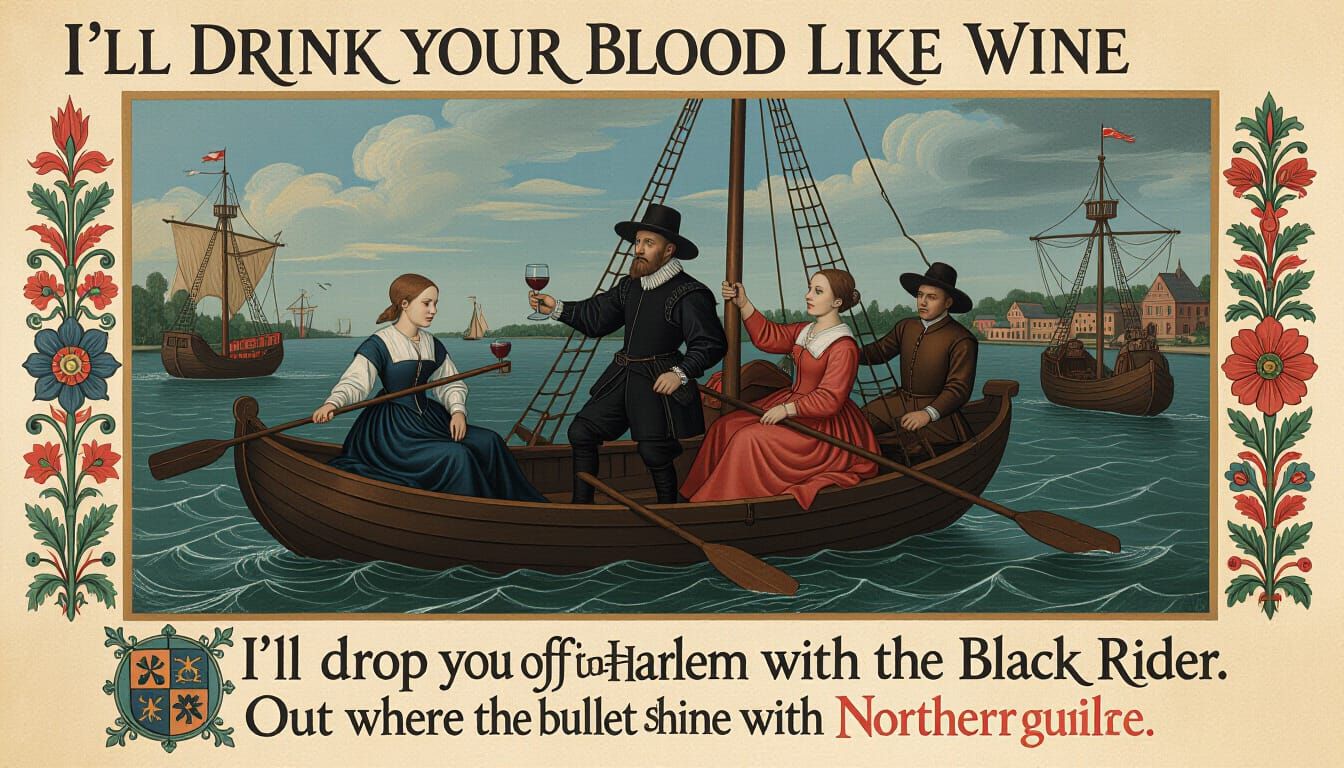 Renaissance Inspired Scene with Dark Rider