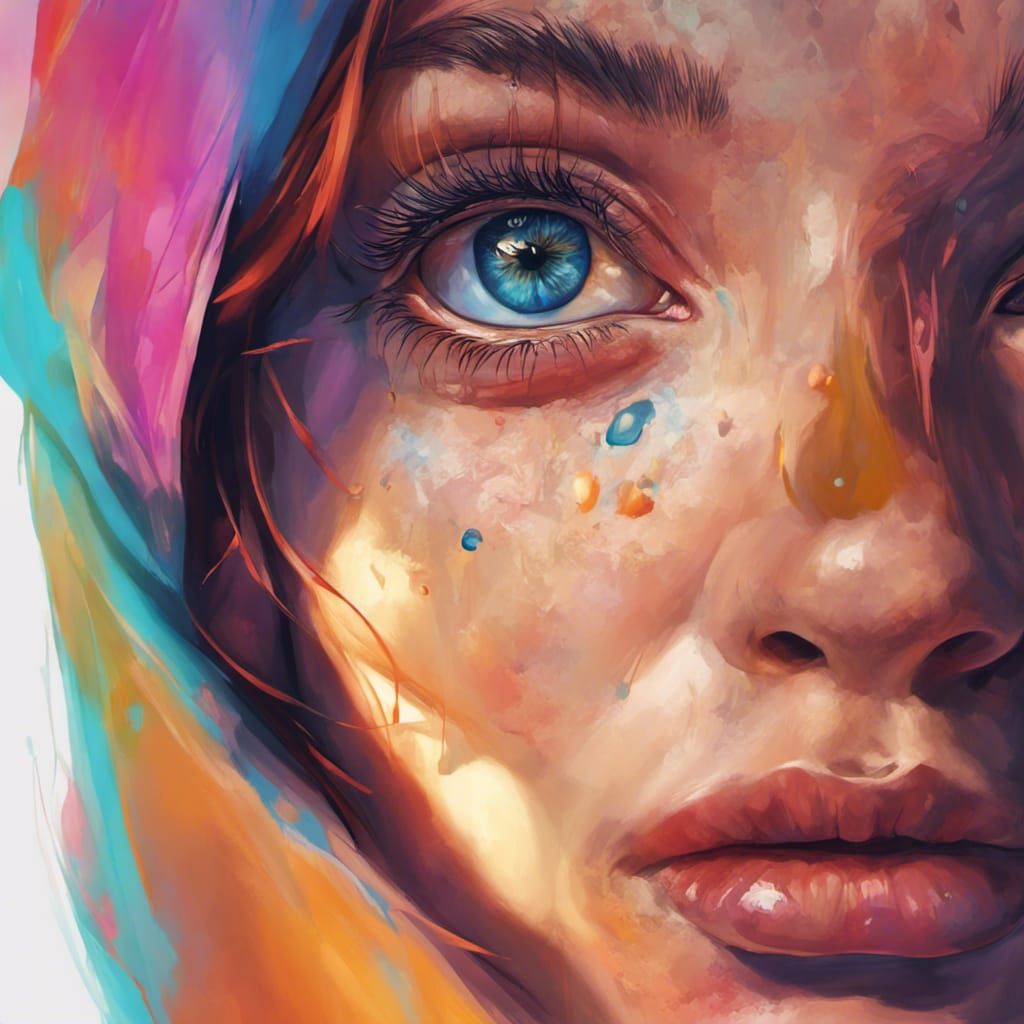Sorrowful Woman's Eyes in Hyperrealistic Detail