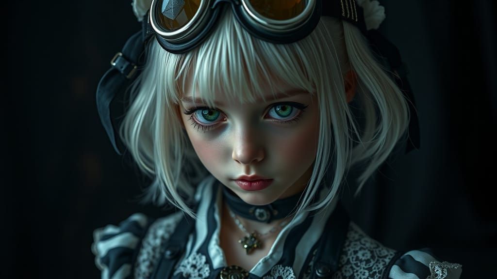 Gothic Fairy Tale Girl with Steampunk Goggles