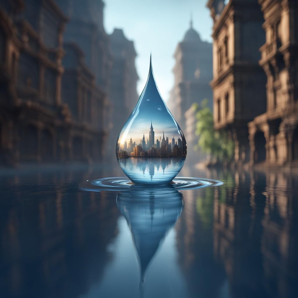 City in a Droplet: Detailed Matte Painting