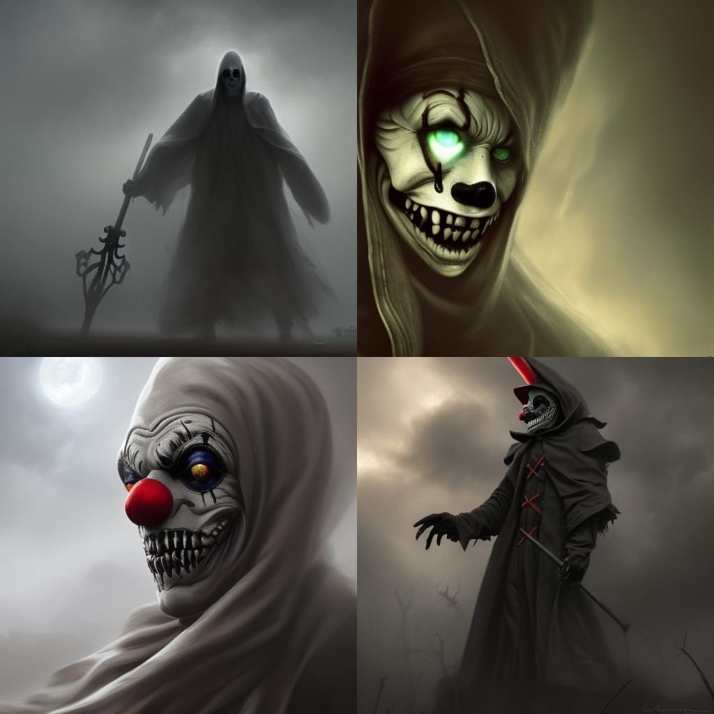 Grim Reaper Clown: Dark Fantasy Concept Art