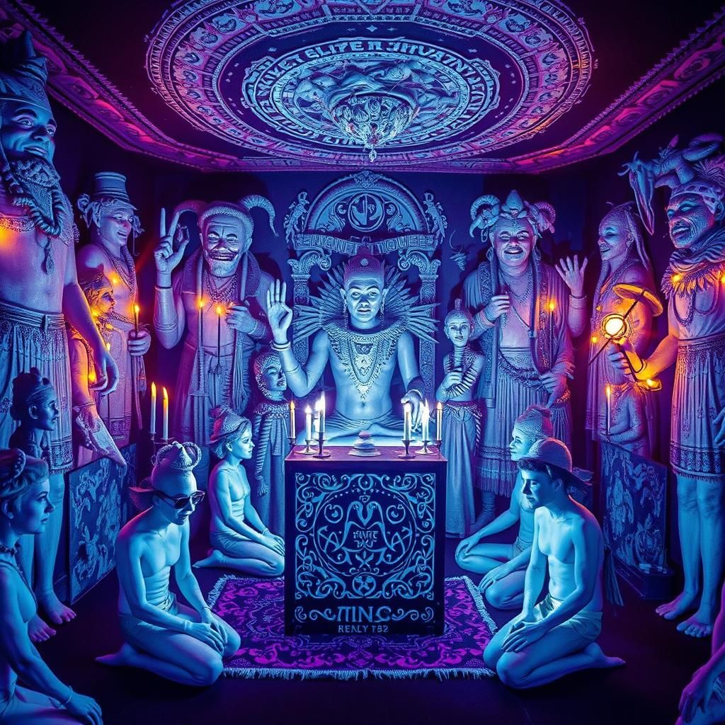 Creepy Underground Ceremony with Pagan Idols