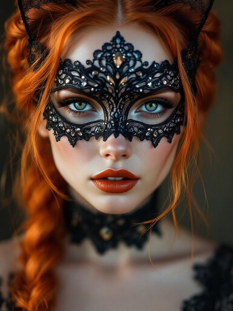 Cinematic Portrait of Woman with Fiery Hair