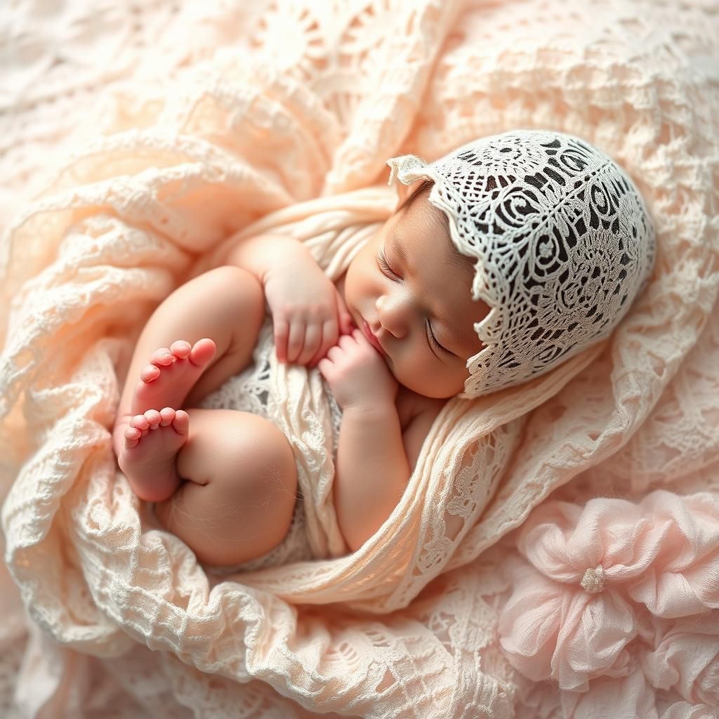 Newborn Trust Fall in Pastel Hues, Photorealistic