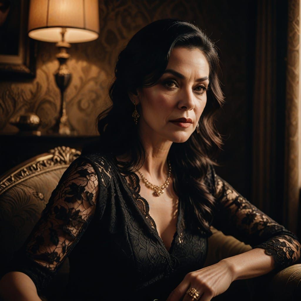 Elegant Boudoir Portrait in Film Noir Style