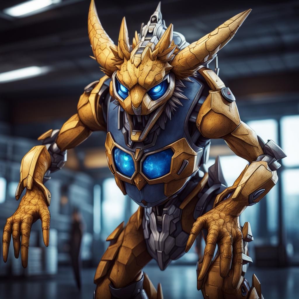 Anthropomorphic Renemon Digimon in Hyperrealistic Style