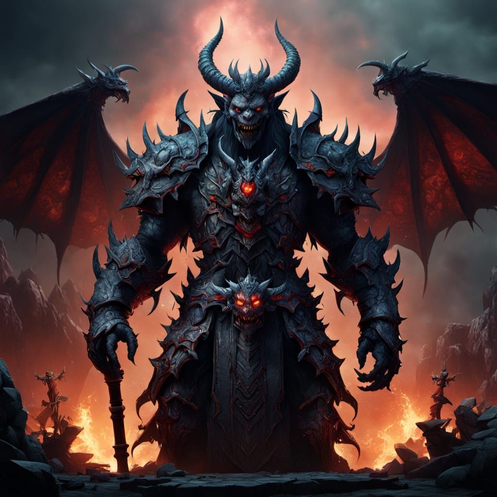 Demon King in Detailed Fantasy Concept Art Style