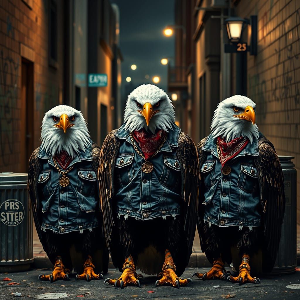 Marauding Bald Eagles in Gritty Urban Streetwear