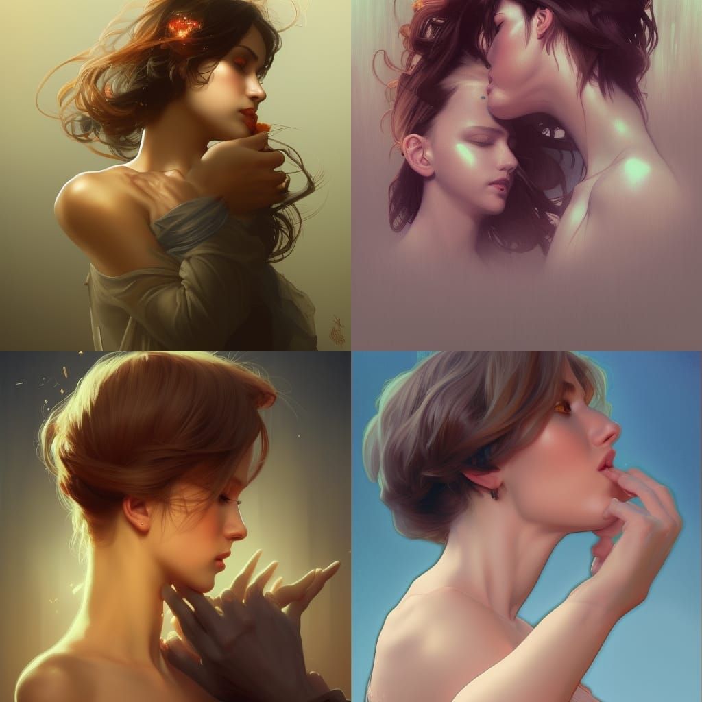 Intimate Portrait of Tall Woman Kissing Small Man