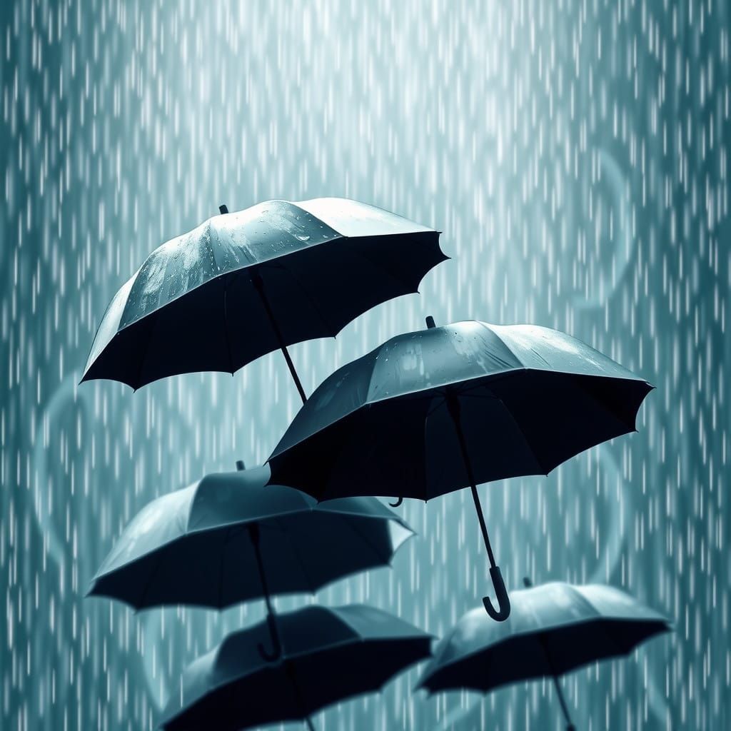 Rainy Day Umbrellas in Abstract Fractal Style