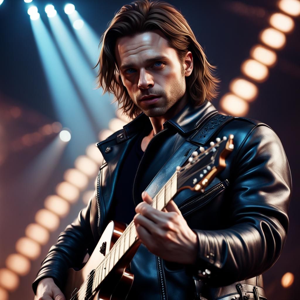 Sebastian Stan as a Rocker with Guitar