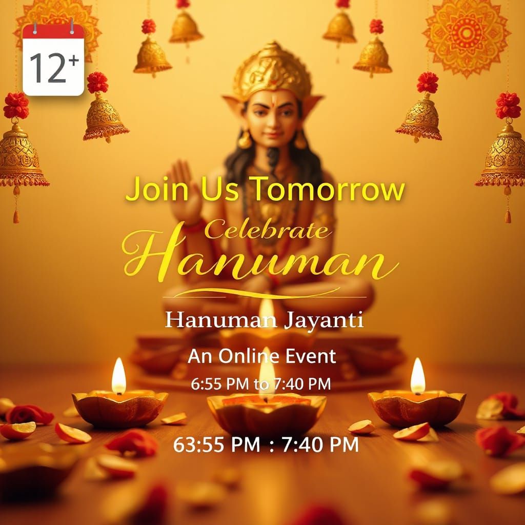 Elegant Hanuman Jayanti Digital Invitation in Traditional In...