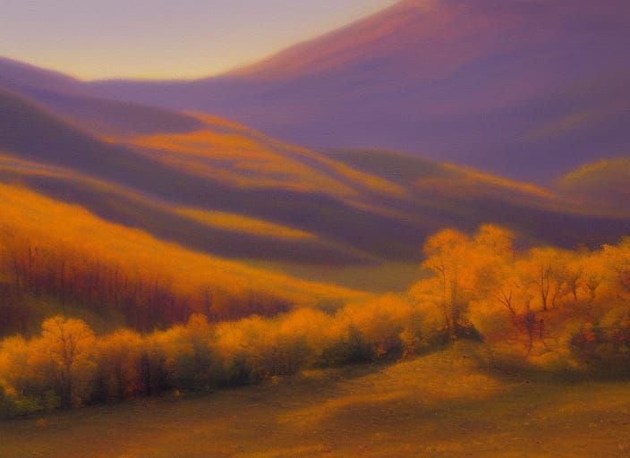 Autumn Sunrise Oil Painting Landscape