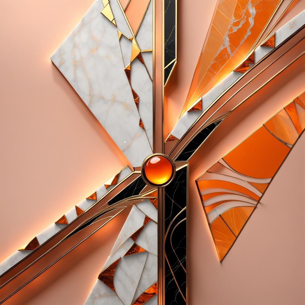 Elegant Abstract Art Deco Marble and Gold Design