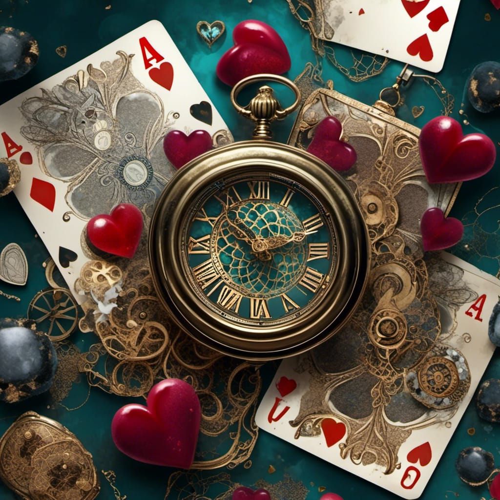 Time Travel with Playing Cards in Alcohol Ink Style