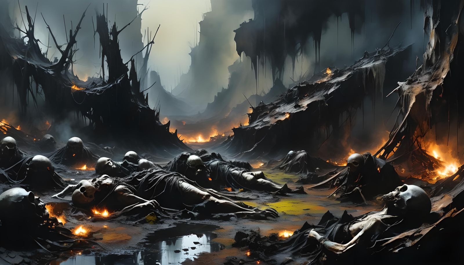 Eldritch Horrors in a Hellish Underworld Panorama