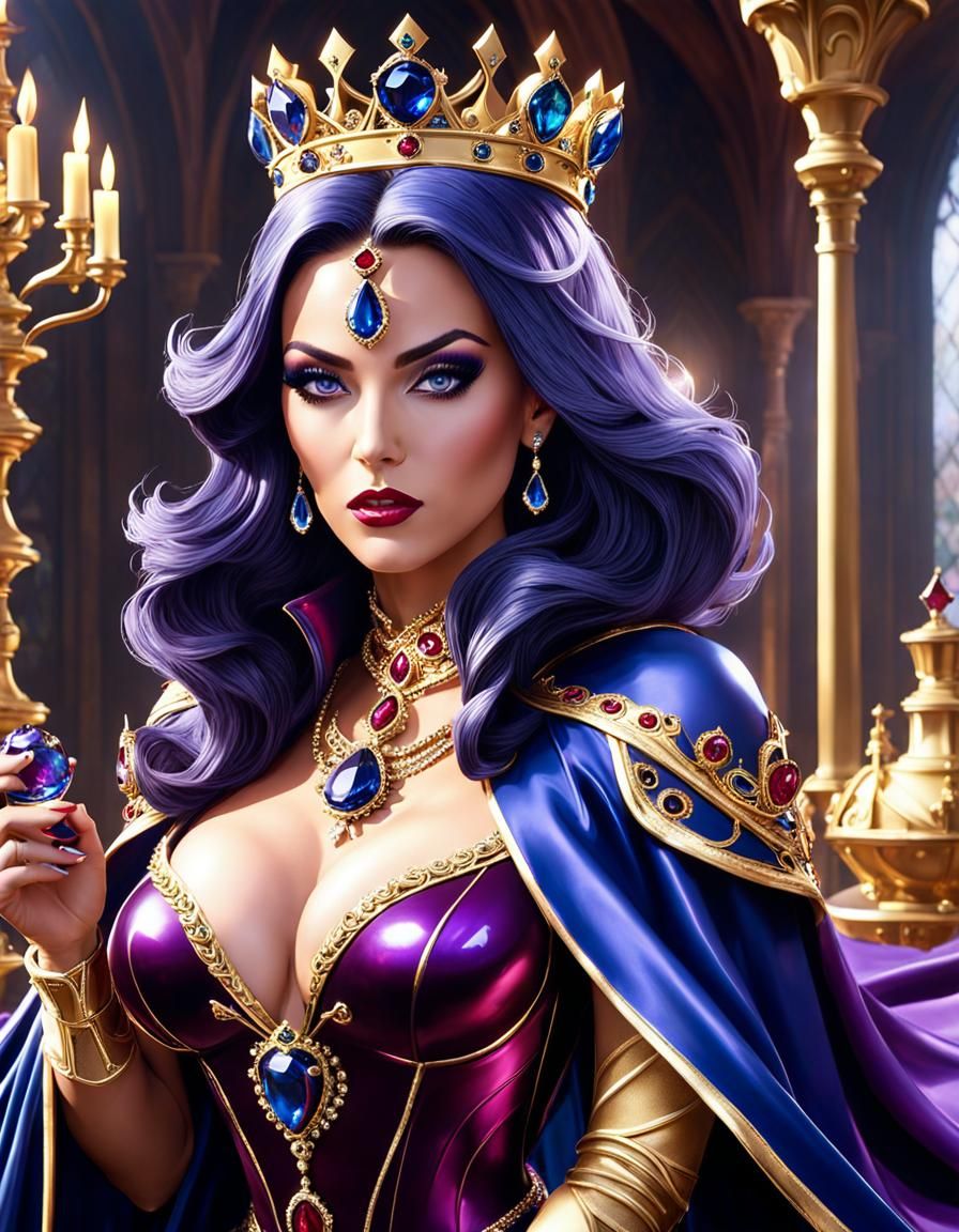 Sorceresses Battle Evil Queen in Action Painting