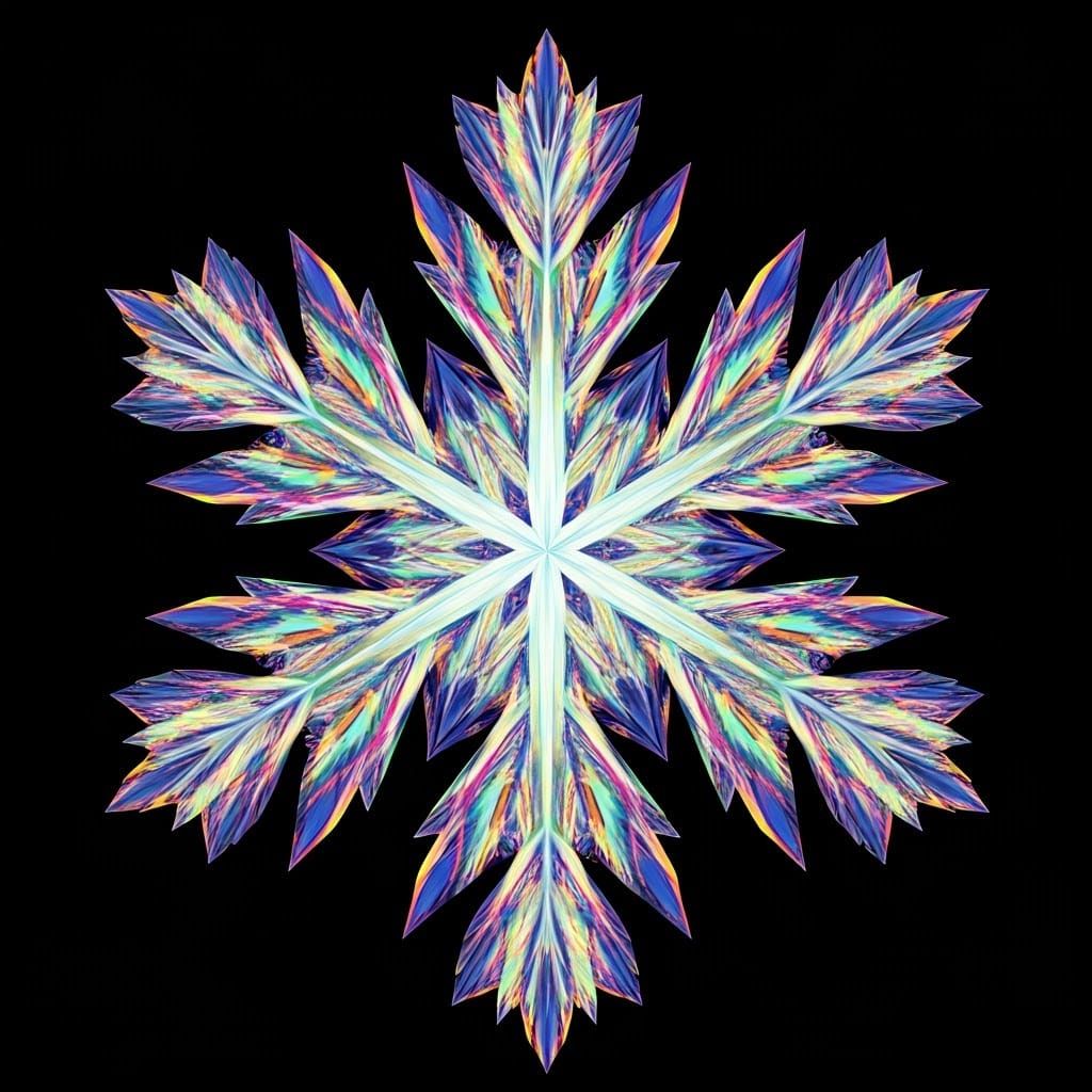 Glowing Multicolored Crystal Fractal Snowflake
