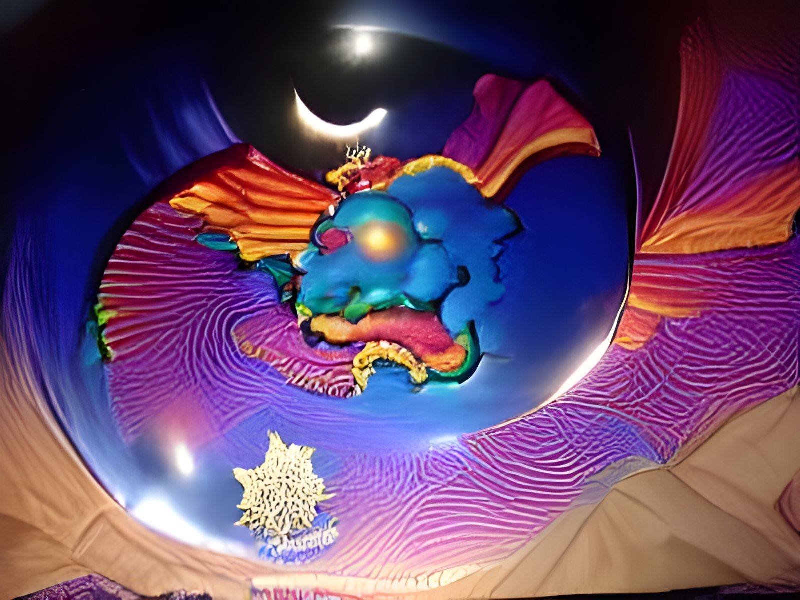 Psychedelic Mandelbrot Globe in Night Sky
