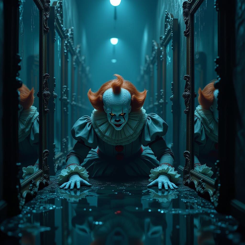 Pennywise Crawling Through Endless Distorted Mirrors