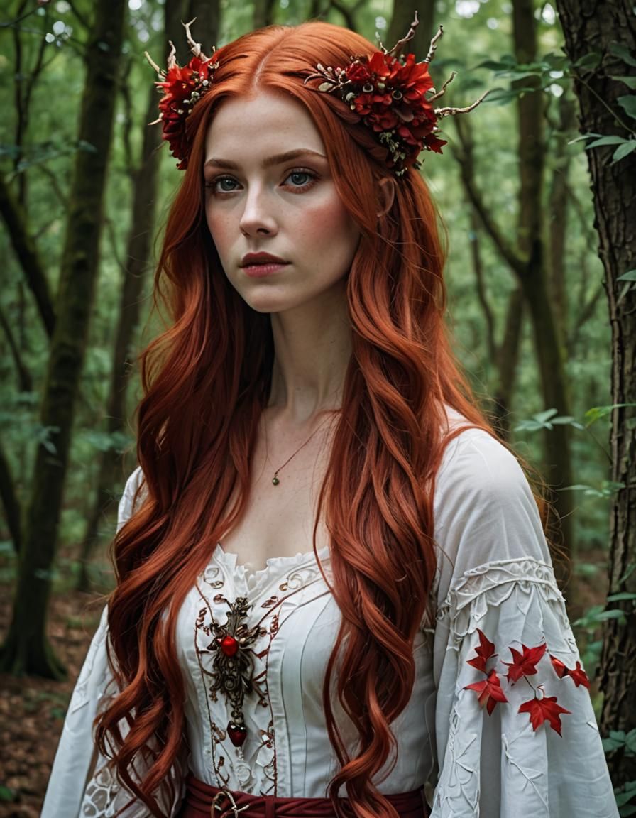 White Witch with Long Red Hair