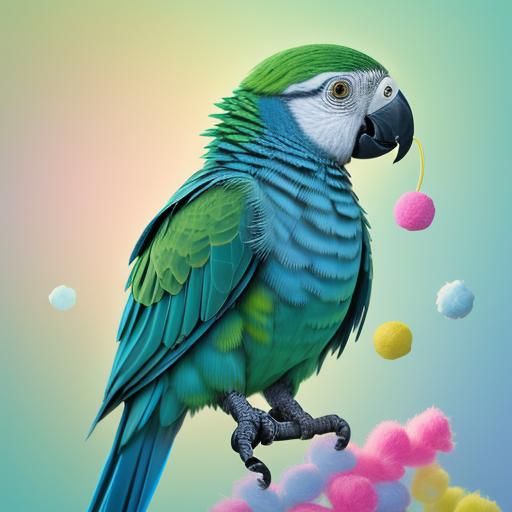 Cute Baby Parrot Portrait in Whimsical Digital Art