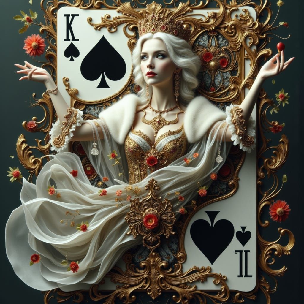 Regal Fantasy Figure Unfolds from Vintage Playing Card in In...
