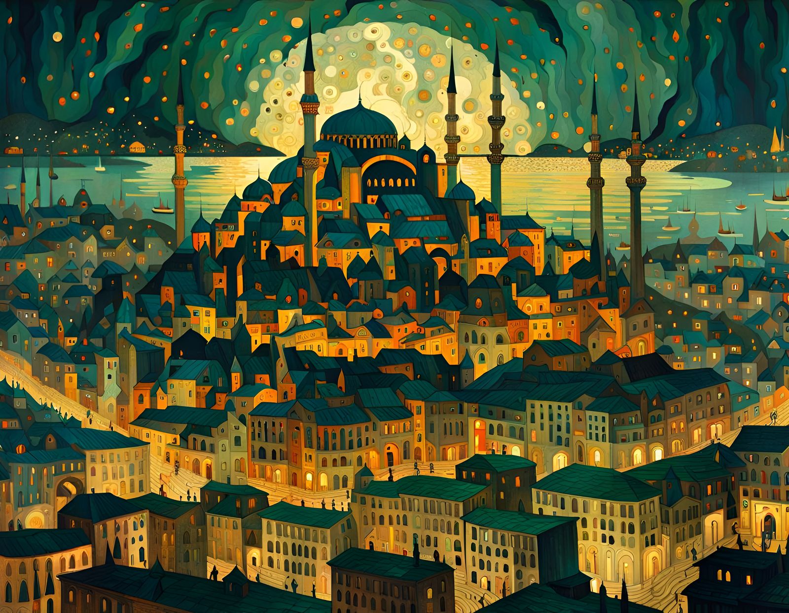 Gothic Istanbul Masterpiece in Klimt Style