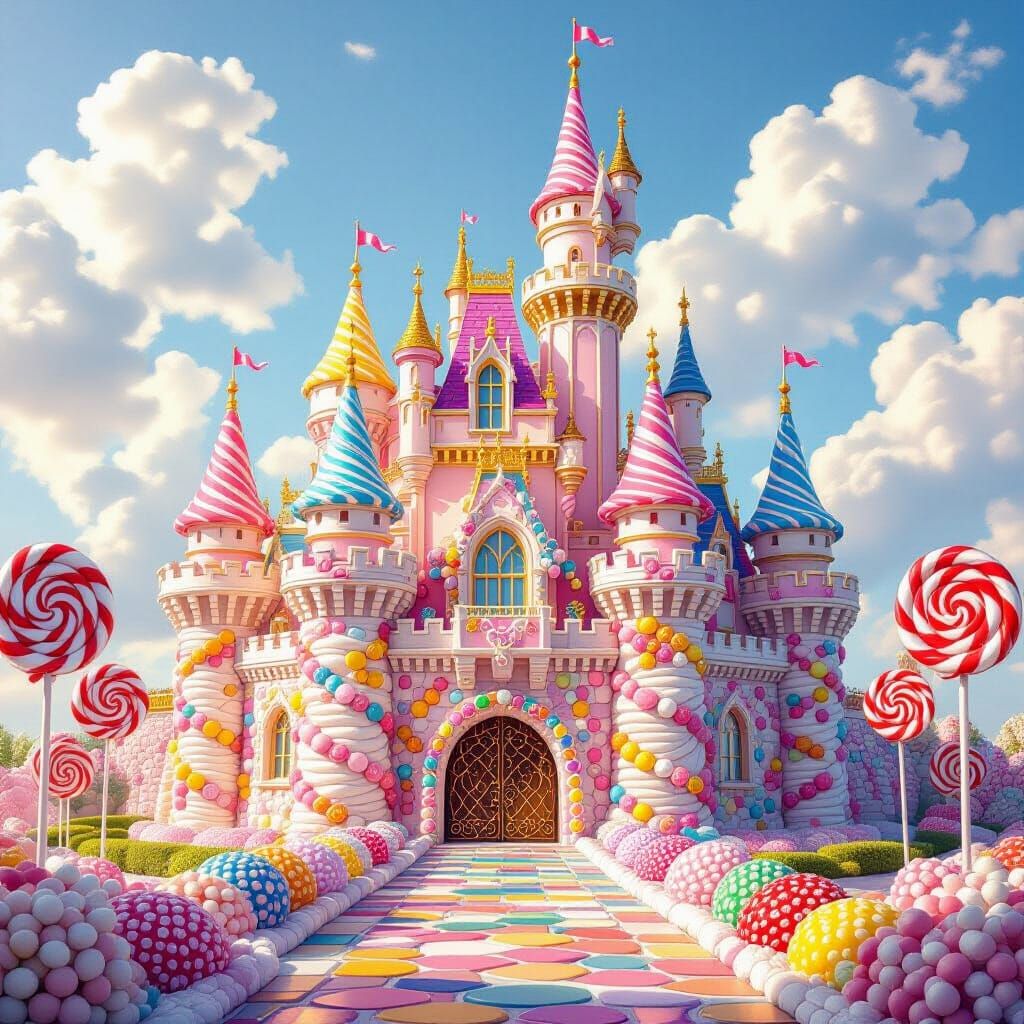 Candy Castle: Sugarspire Citadel in Synthwave Neon