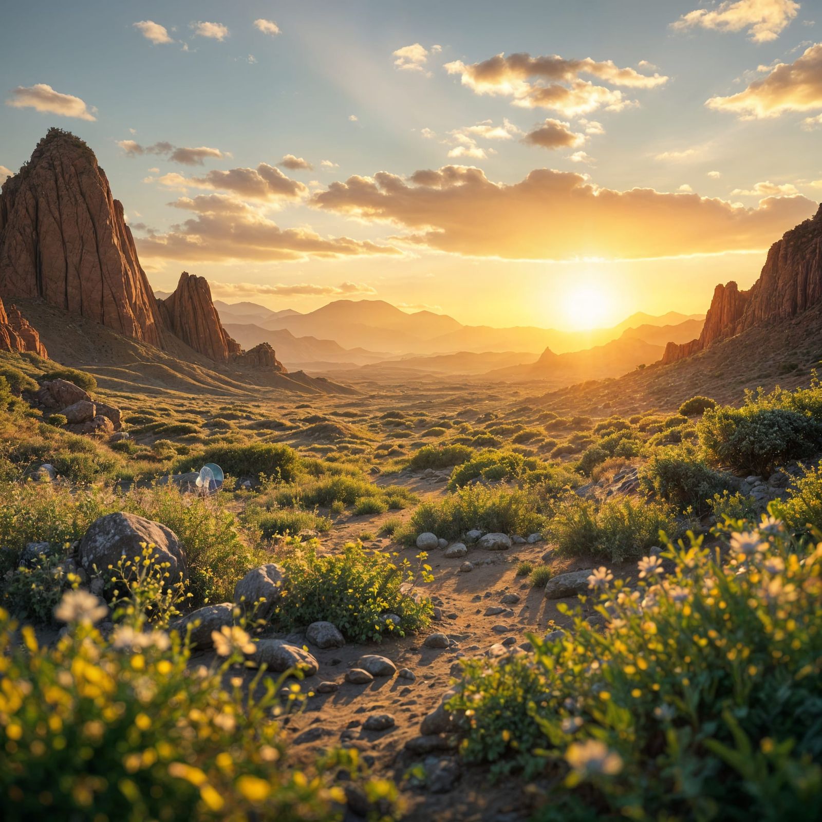 Habitable Alien Landscape at Golden Hour