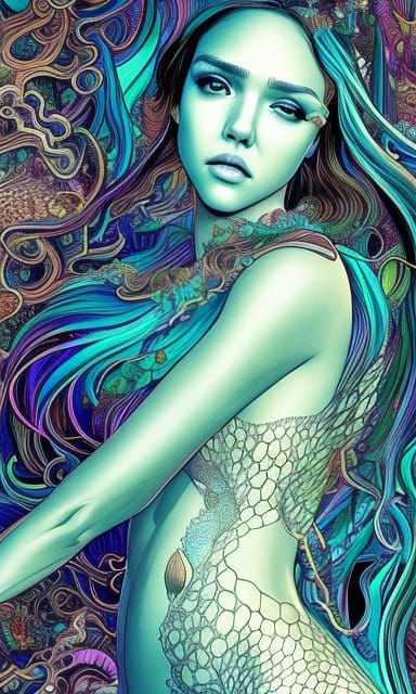 Jessica Alba as a mermaid.