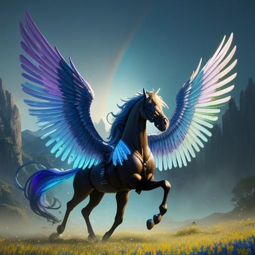 Rainbow Crystal Pegasus in Lush Meadow