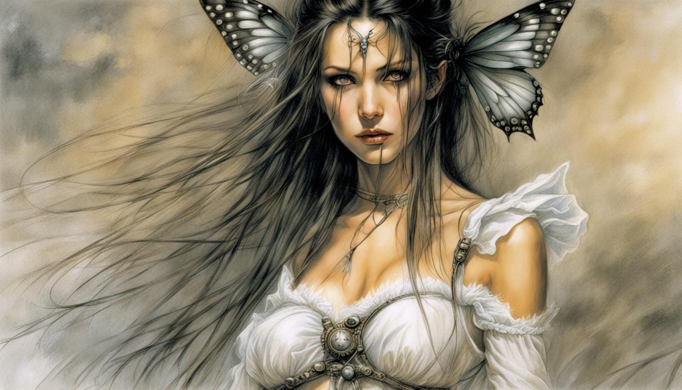 Butterfly in Luis Royo Inspired Dark Fantasy Style