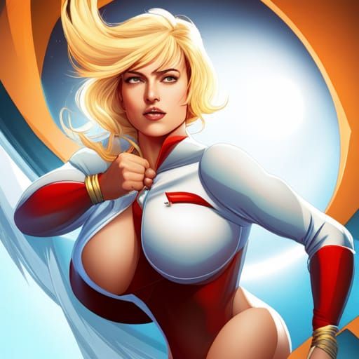 Power Girl Flies: Classic Comic Book Portrait