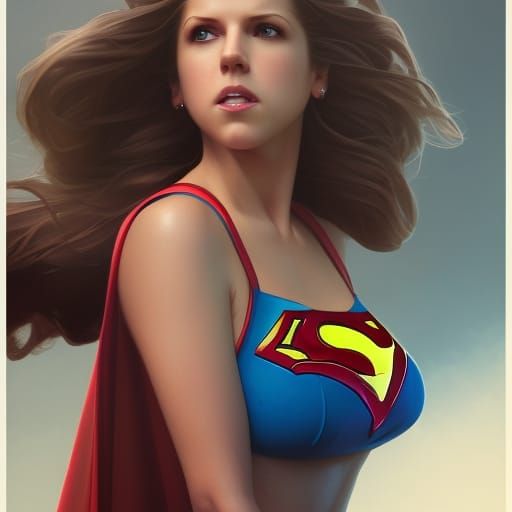 Supergirl Bikini Portrait in Digital Art Style