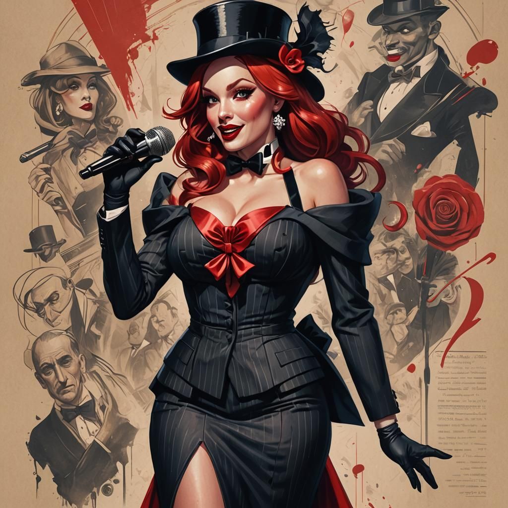 Jessica Rabbit in Pinstripes Sings on Stage