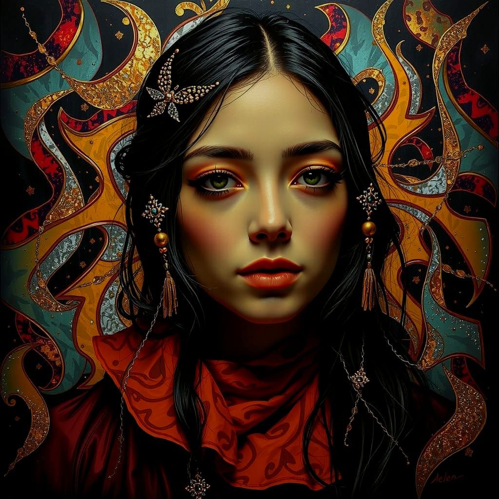 Dynamic Abstract Expressionism with Iridescent Swirls