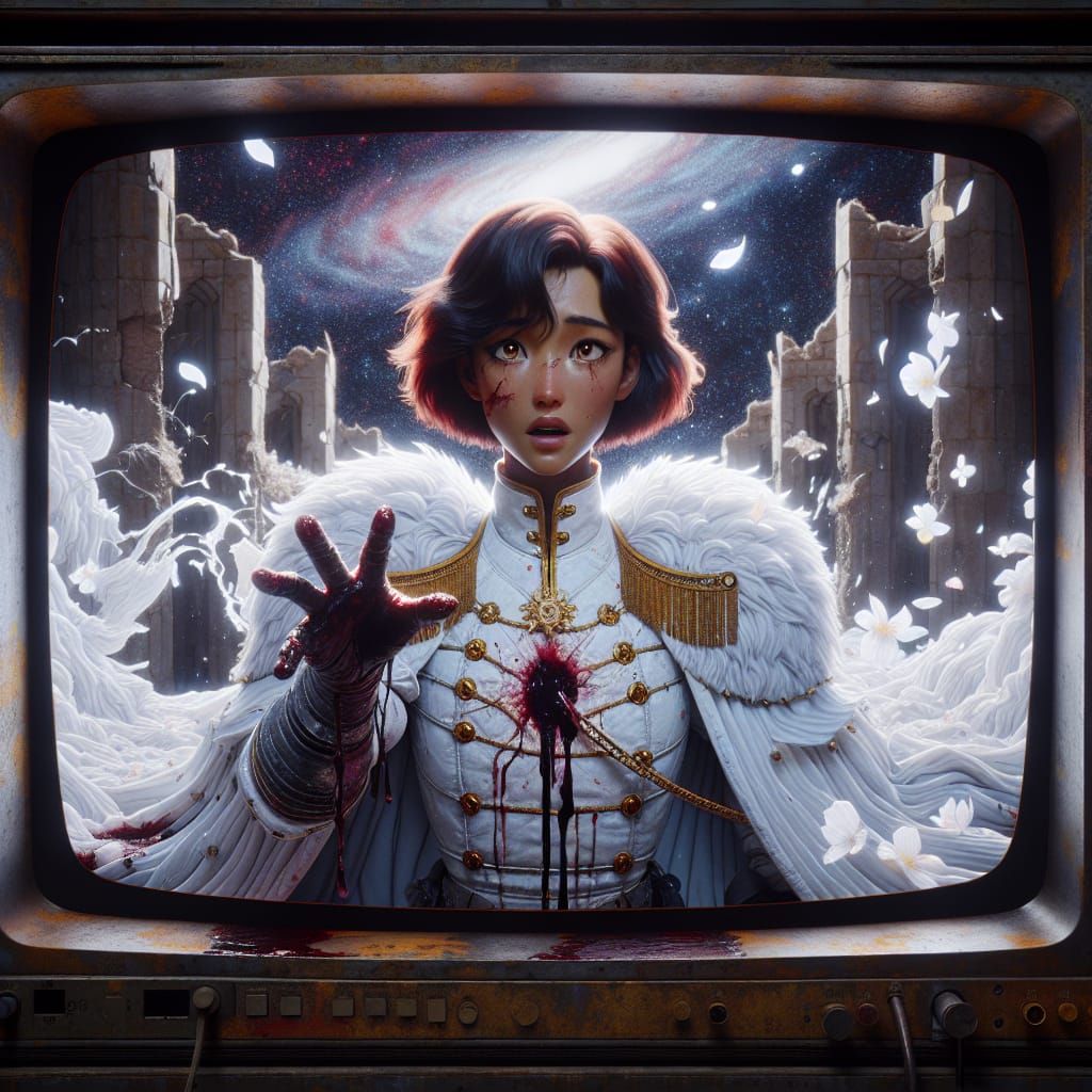 Mysterious Knight on Vintage TV in Cosmic Castle