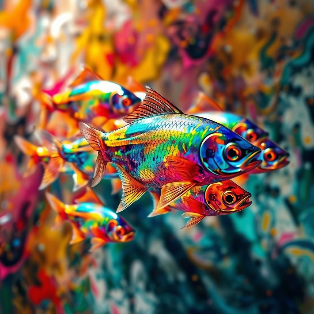 Abstract Expressionist Holographic Fish in Cosmic Landscapes
