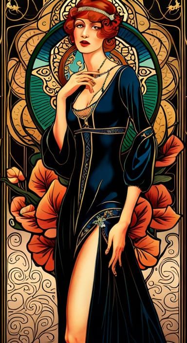 Elegant Lady in Art Nouveau Style