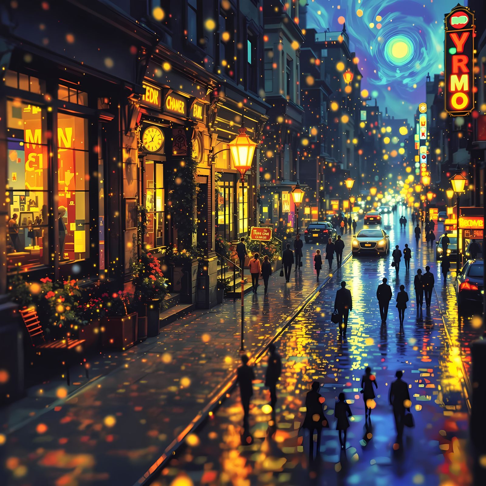 Cyberpunk Harlem Dreamscape in Vibrant Holographic Colors