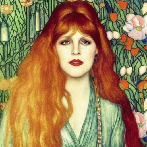 Young Woman in Art Nouveau House, Floral Impressionism