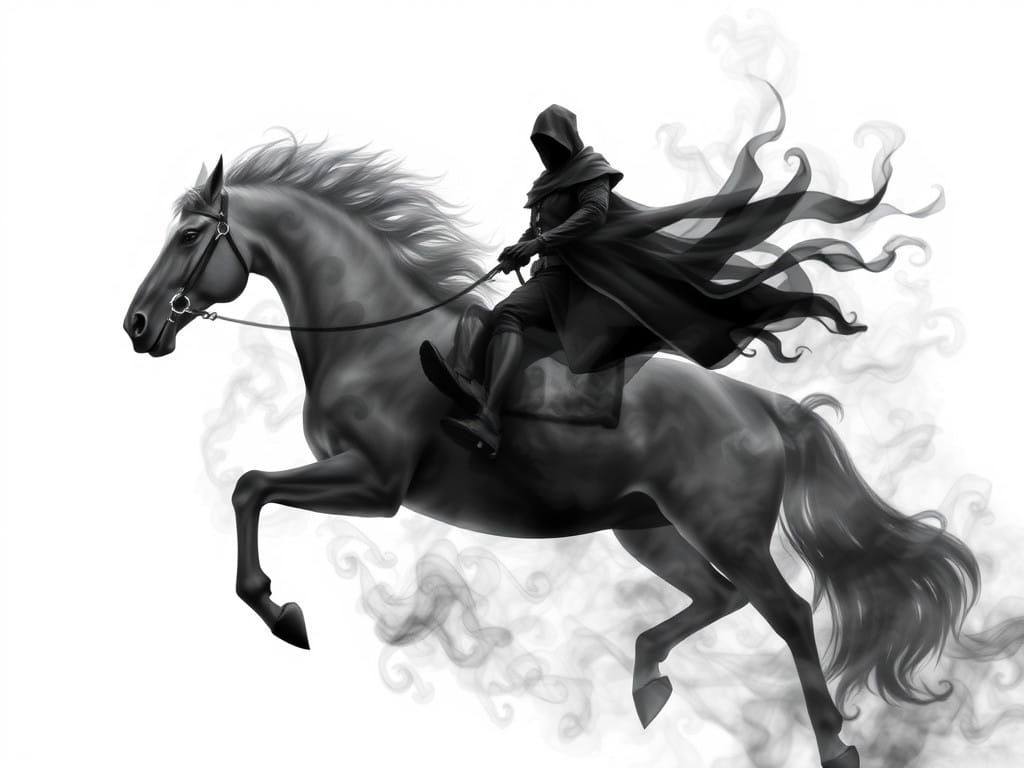 Transparent Void Warhorse Gallops Across Dark Fantasy Realm