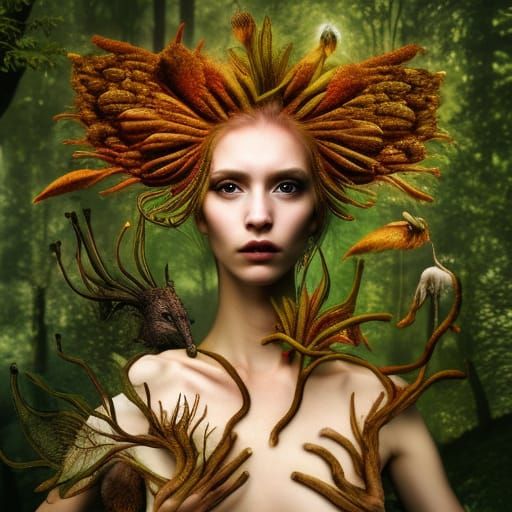 Cactus-Human Hybrid in Forest Mycelium Network