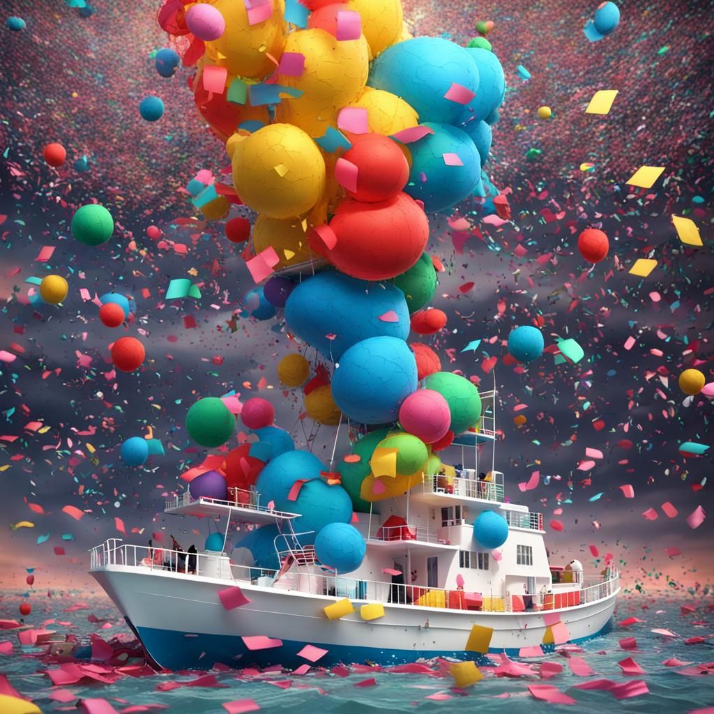 Giant Party Boat with Confetti Cannons