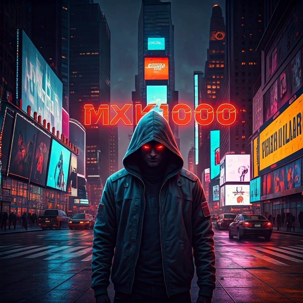 Times Square Neon in Cyberpunk Dystopia