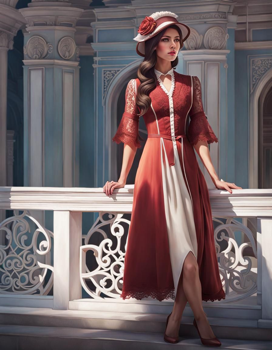 Girl with Lacy Silk Dress Portrait